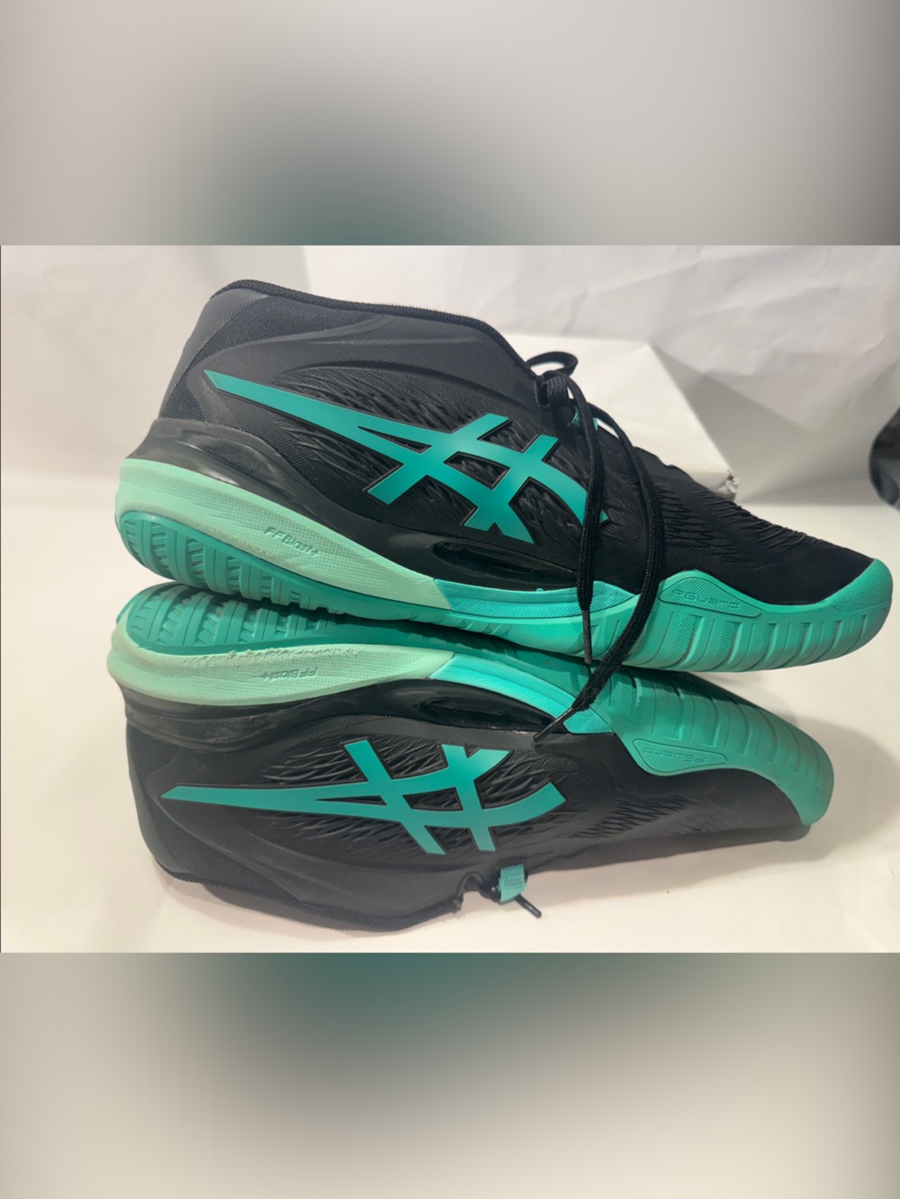 ASICS Solution Speed FF 4 Men’s 9 Tennis Shoes Black Teal NEWish / return pair